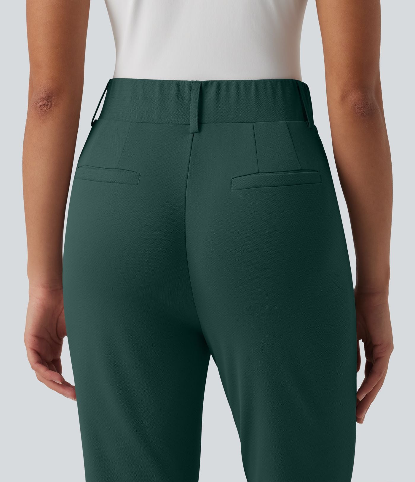 Pantalon de golf fuselé crêpe taille haute avec poches