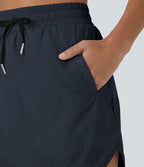 Mini-Jupe Golf Taille Haute Cordon de Serrage Poches Latérales Ourlet Courbé 2 en 1