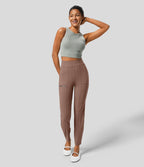 Pantalon ajusté taille haute zippé avec poches