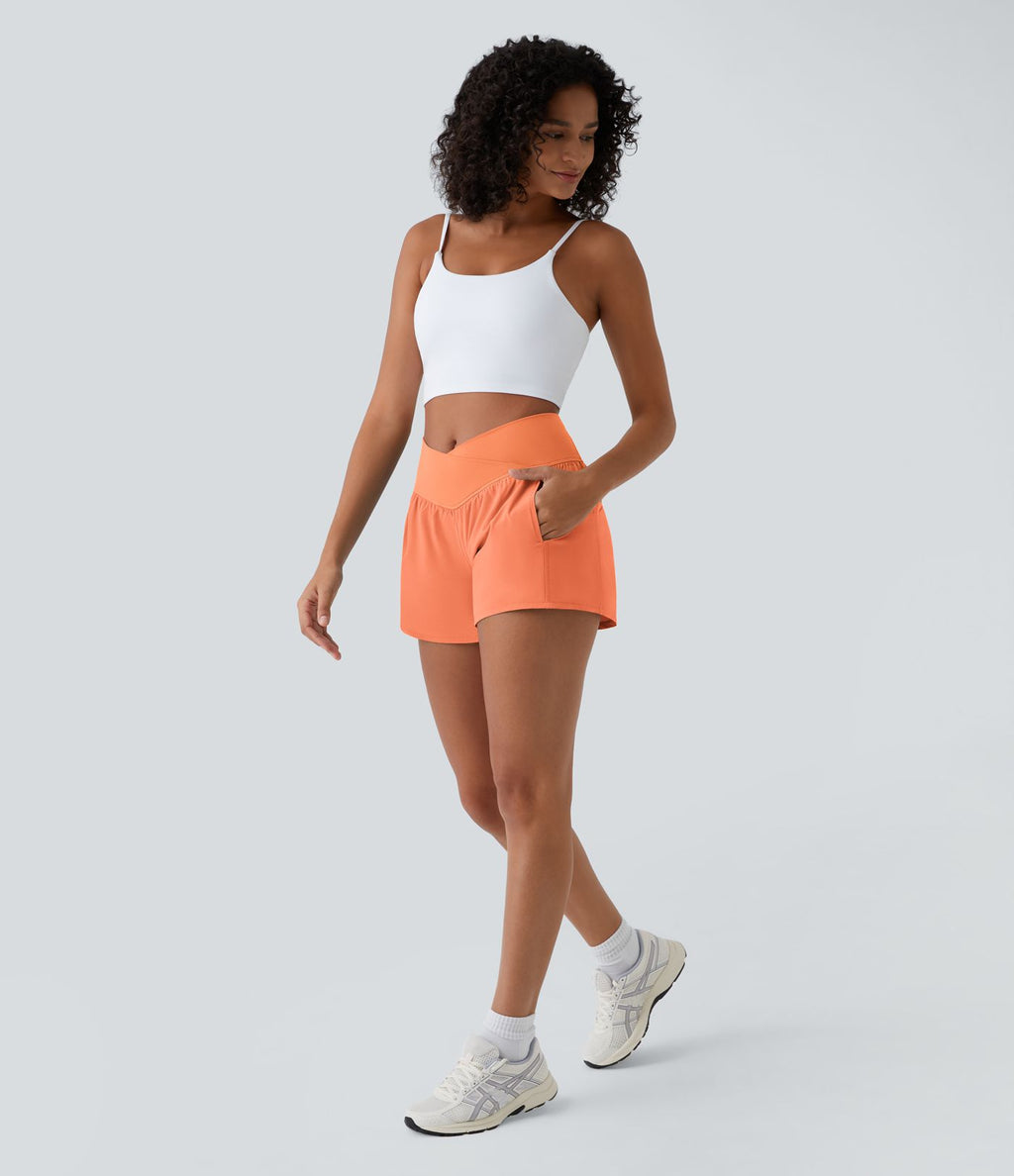 Breezeful™ Shorts 10cm Yoga Séchage Rapide 2 en 1 Taille Haute Poches Latérales Croisées