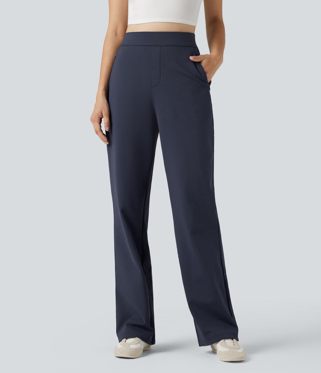 Pantalon coupe droite SoftlyZero™ Plush thermique taille haute avec poches zippées