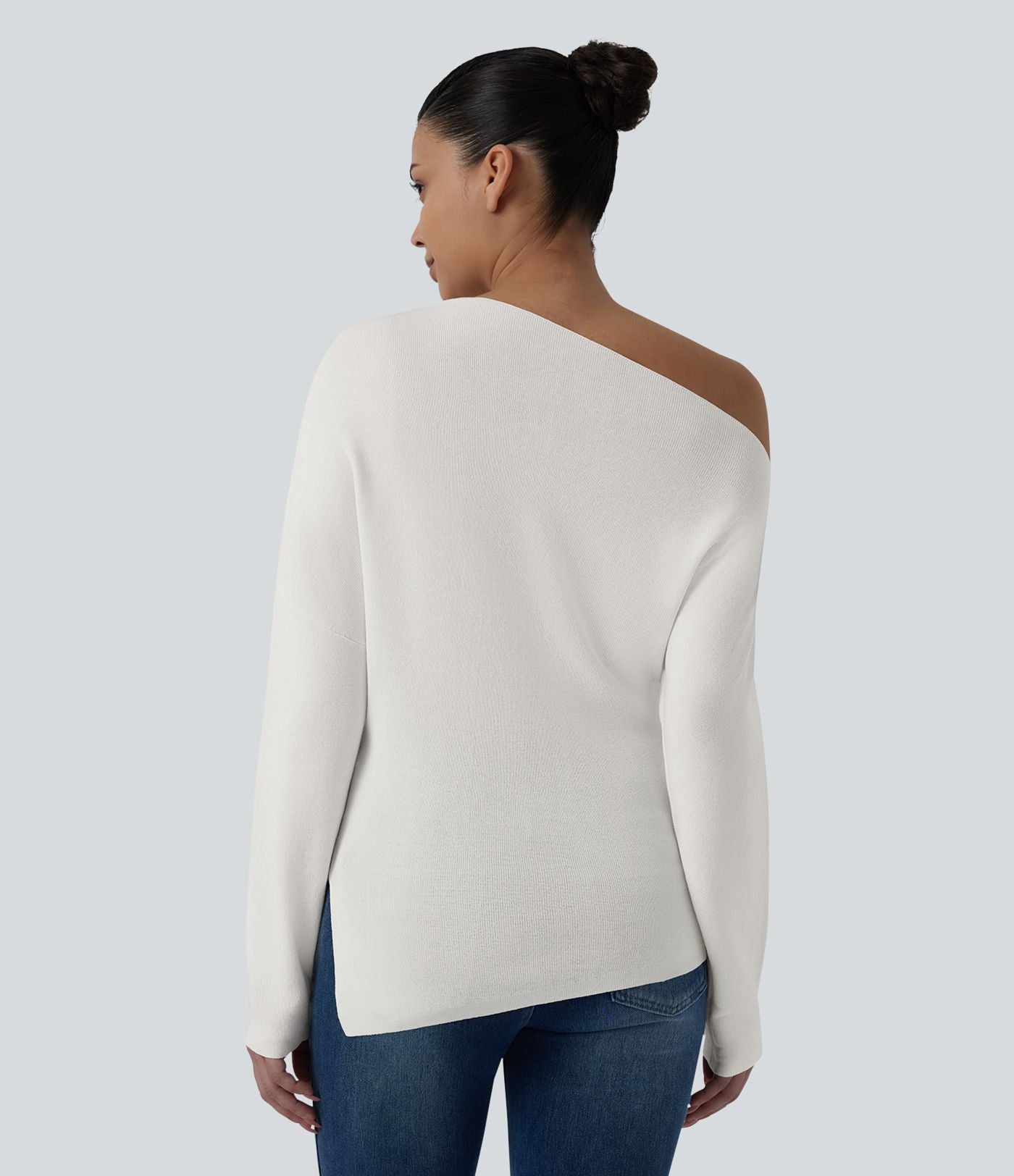 Pull casual une épaule manches longues