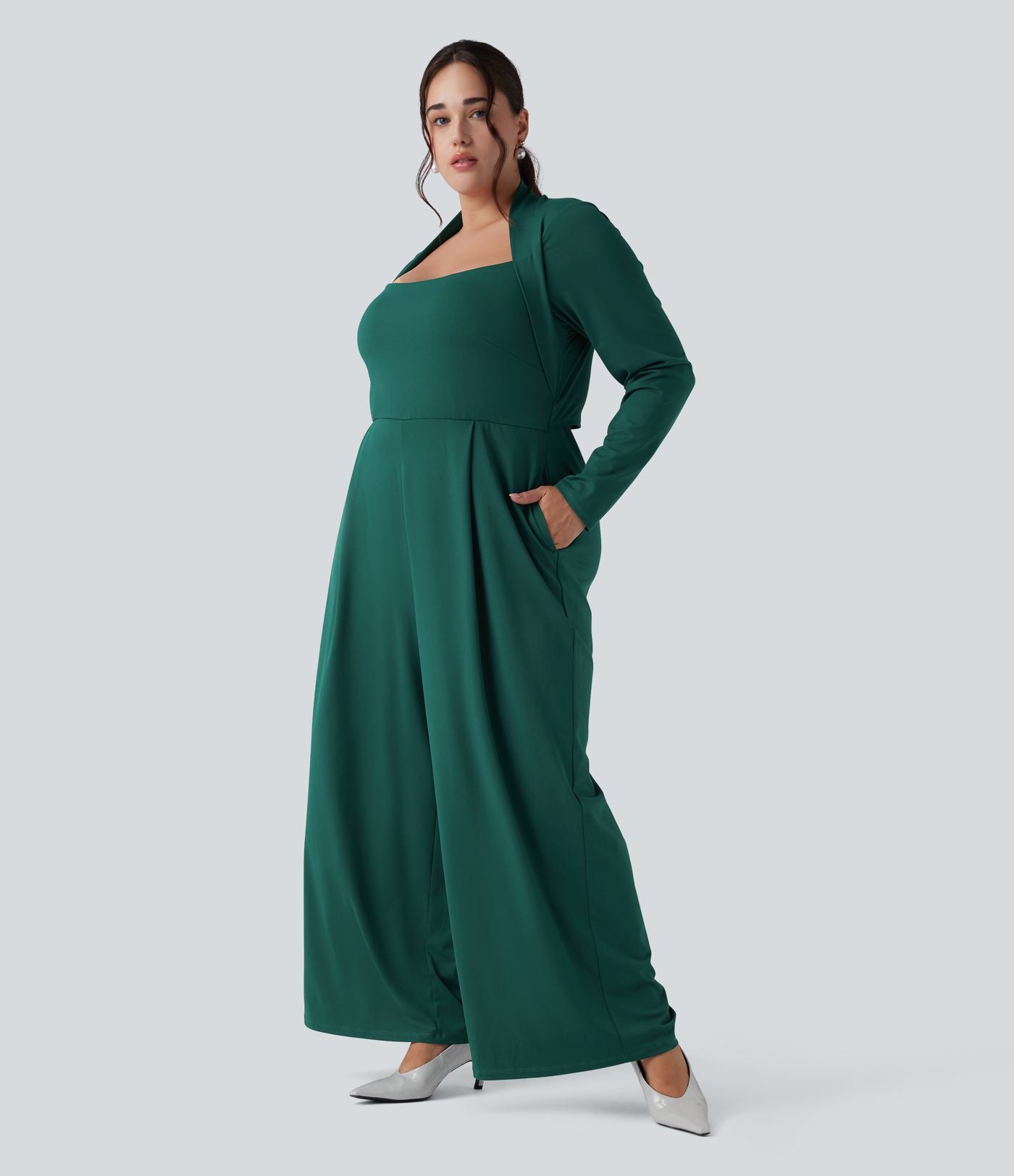 Combinaison grande taille jambe large à manches longues avec poches - Édition Easy Peasy