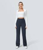 Pantalon taille haute coupe droite DayStretch avec poches