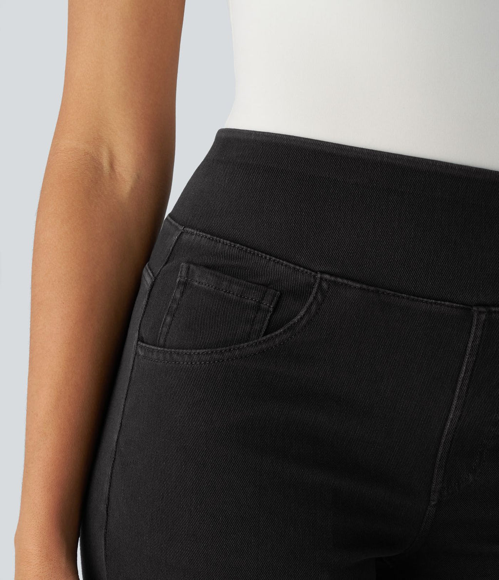 Halara Flex™ Jean Droites Travail en Maille Extensible Taille Haute Plusieurs Poches