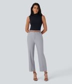 Pantalon de costume taille moyenne longueur cheville jambe droite avec poches latérales
