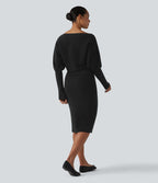 Robe pull midi casual à manches longues