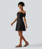 Robe mini SoftlyZero™ Plush épaules dénudées à manches courtes, maintien intégré, bonnets B à E