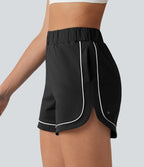 Short de yoga ample taille haute colorblock à bande latérale 7,5 cm avec poches