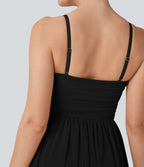 Robe active slip de danse mini 2-en-1 avec superposition en mesh froncée à volants et poche-Easy Peasy