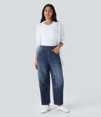 Jean Barrel 7/8 décontracté taille mi-haute avec poches Halara Flex™