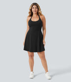 Robe longue de danse évasée à dos ouvert avec torsade grandes tailles et short intégré - Édition Easy Peasy