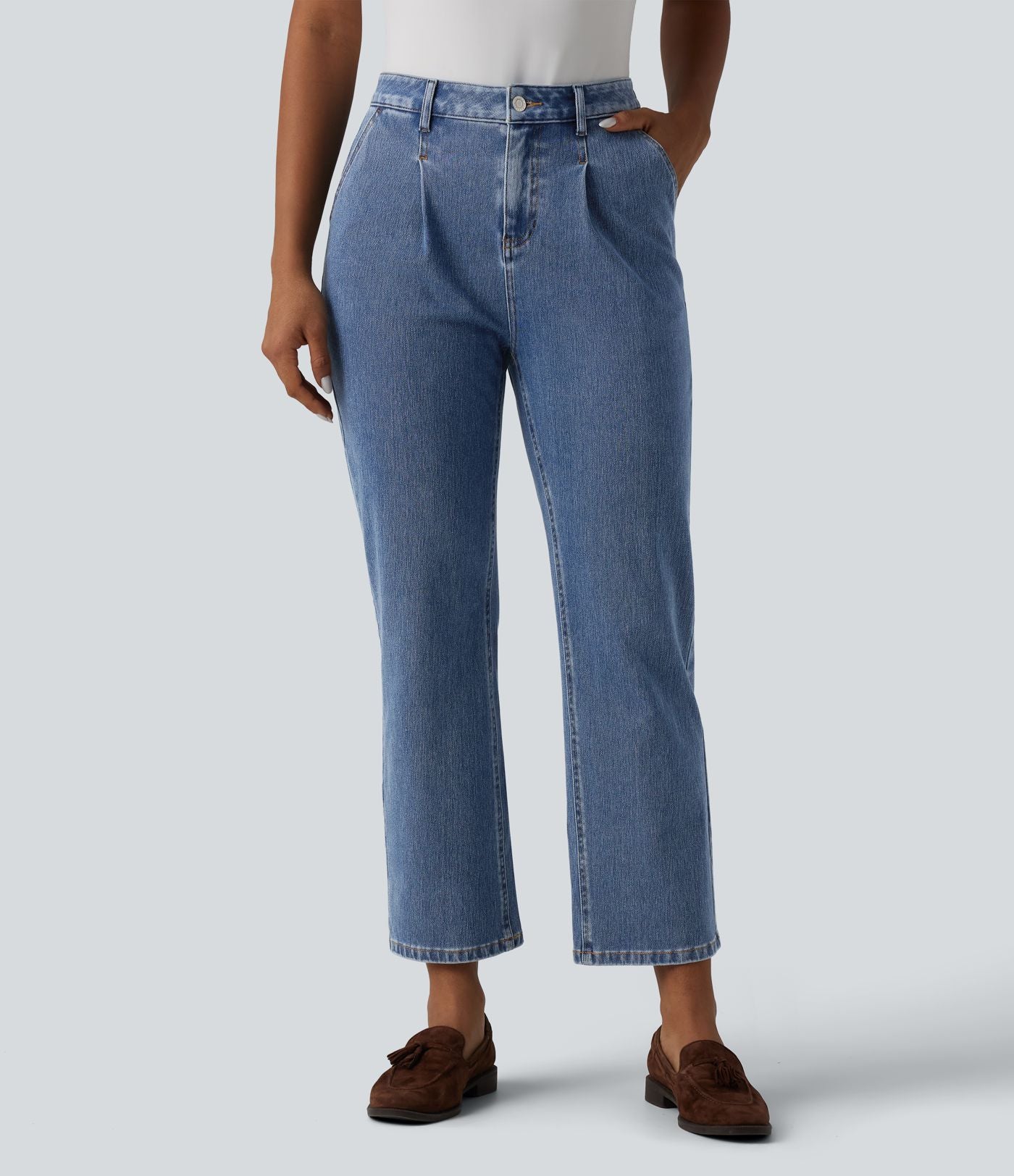 Halara Flex™ Jean droit casual 7/8 taille haute avec poches