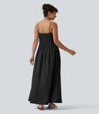 Robe longue à bretelles col V avec poches