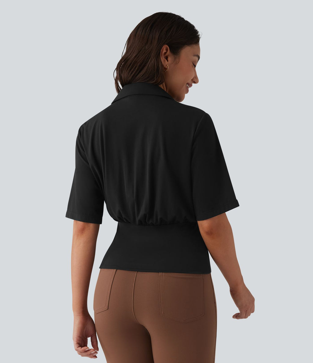 Haut SoftlyZero™ à revers pour le bureau, manches courtes, taille cintrée, protection solaire UPF50+