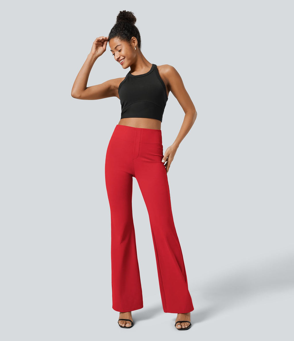Pantalon tailleur légèrement évasé taille haute avec poches arrière Halara Flex™