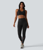 Legging de sport 7/8 Halara UltraSculpt™ taille haute gainant scrunch en mesh contrastant à poches