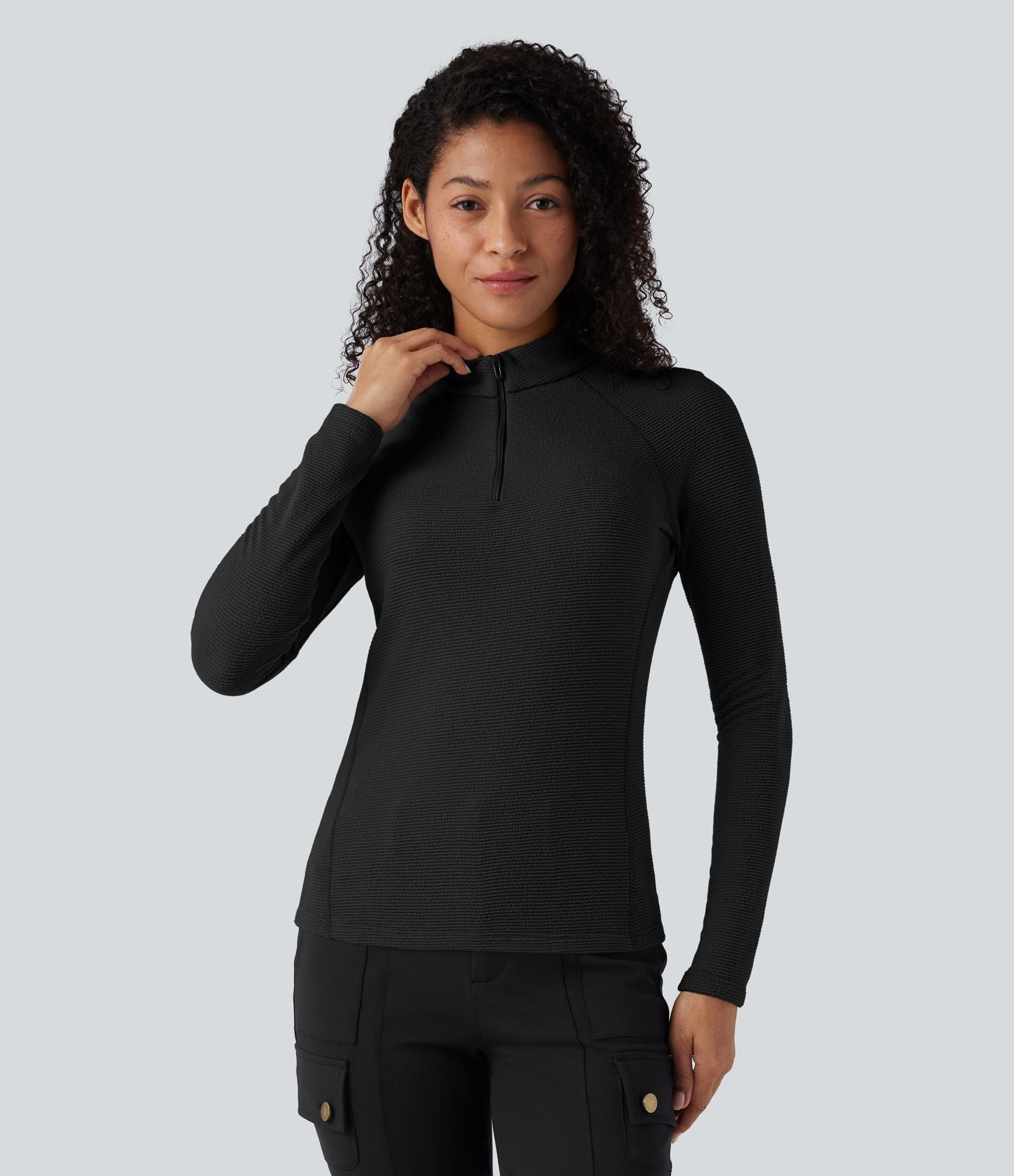 Haut de sport polaire demi-zip pliable à manches longues avec poche