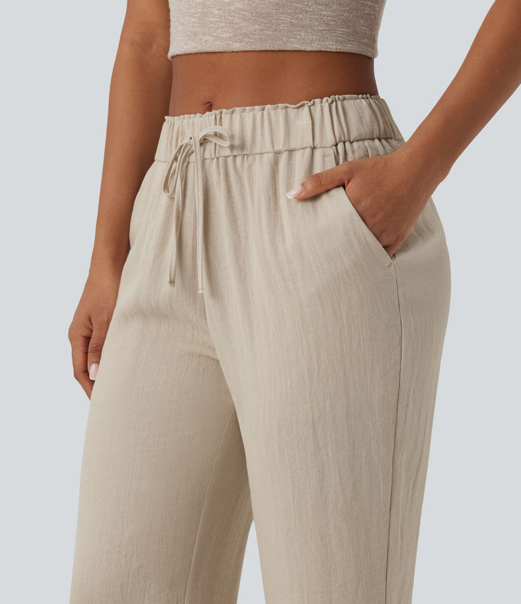 Jogging fuselé taille mi-haute à cordon avec poches