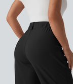 Halara Flex™ Pantalon tailleur évasé gaufré taille haute avec poches