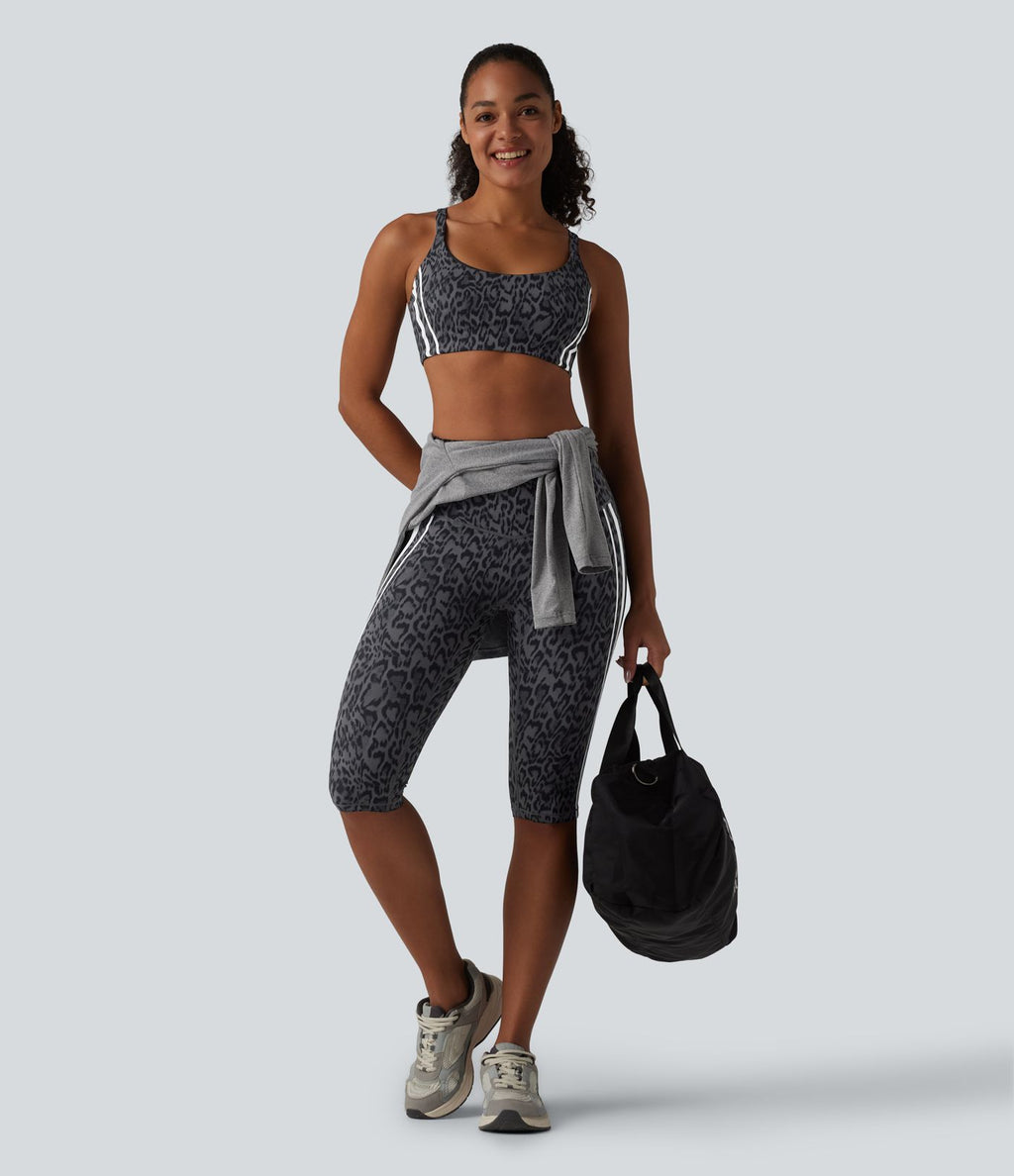 Halara UltraSculpt™ Legging corsaire de training gainant taille haute léopard color block avec poches