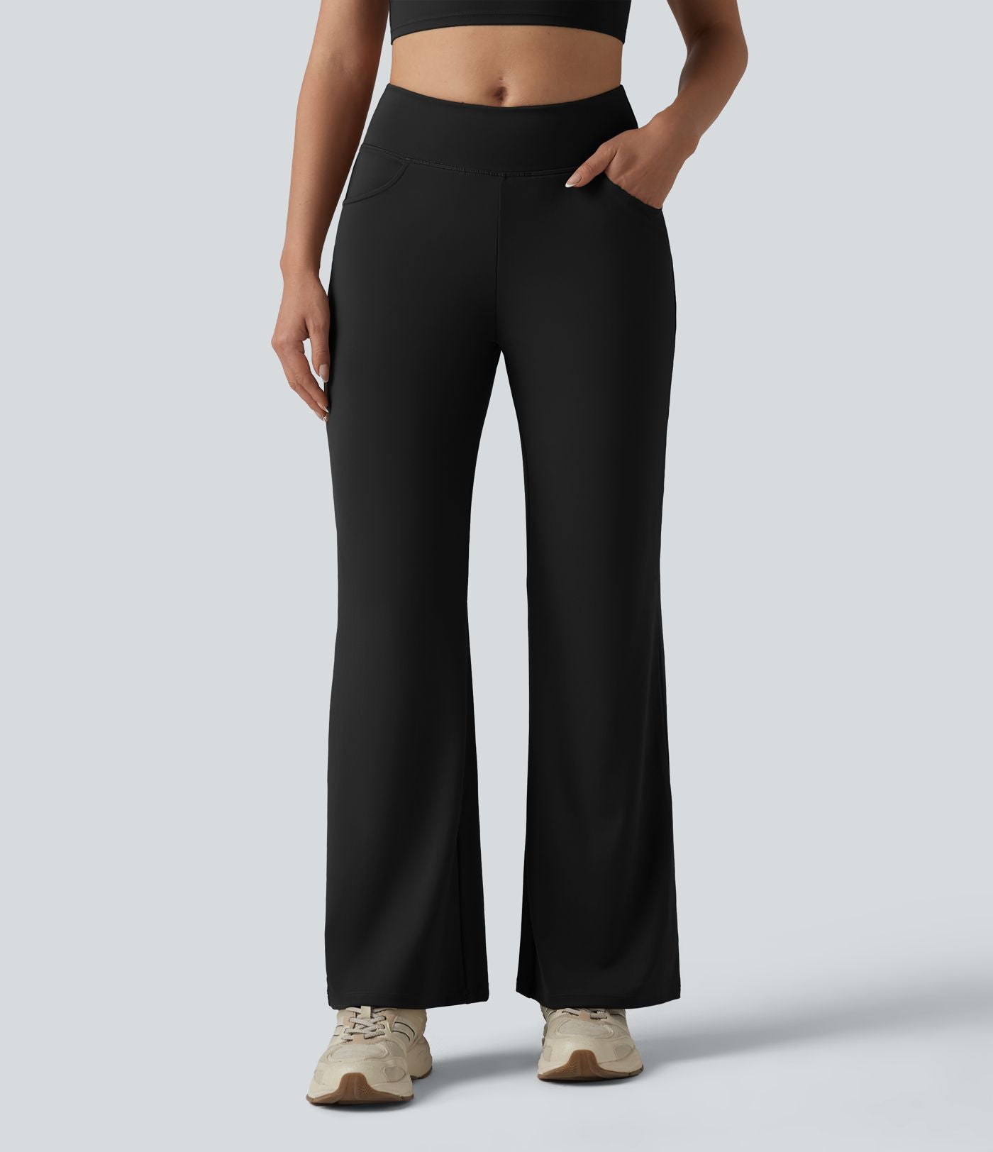 Pantalon de yoga bootcut mi-taille avec poches