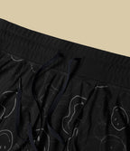 Jupe mini de danse évasée fluide 2-en-1 Halara X Smiley® taille haute avec cordon de serrage, empiècements en mesh contrastant et poches
