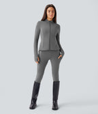 Veste d'équitation ajustée Softlyzero™ avec col montant, passe-pouces, poches, plis et fermeture éclair - Protection UPF50+