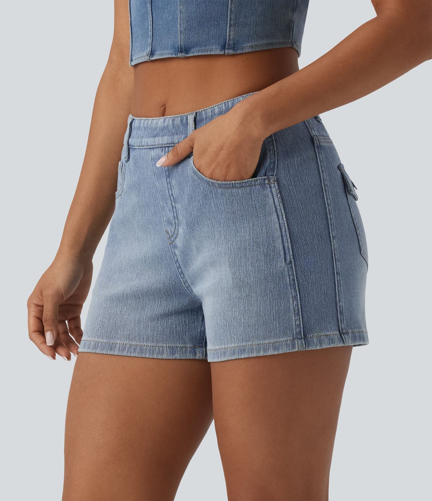 Short tailleur Halara Flex™ denim casual taille mi-haute 7,5 cm avec poches