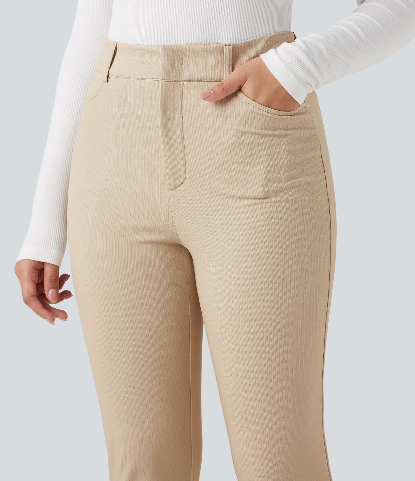 Pantalon tailleur Halara Flex™ skinny chevrons taille haute avec poches