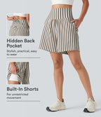 Short ample de yoga 2 en 1 taille haute à rayures, 17,5 cm (7 pouces), avec poches