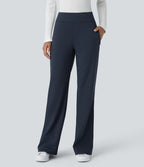 Pantalon tailleur évasé taille mi-haute Halara Flex™ DayStretch avec zip latéral et poches