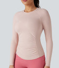 Top de sport yoga ajusté col rond manches longues raglan