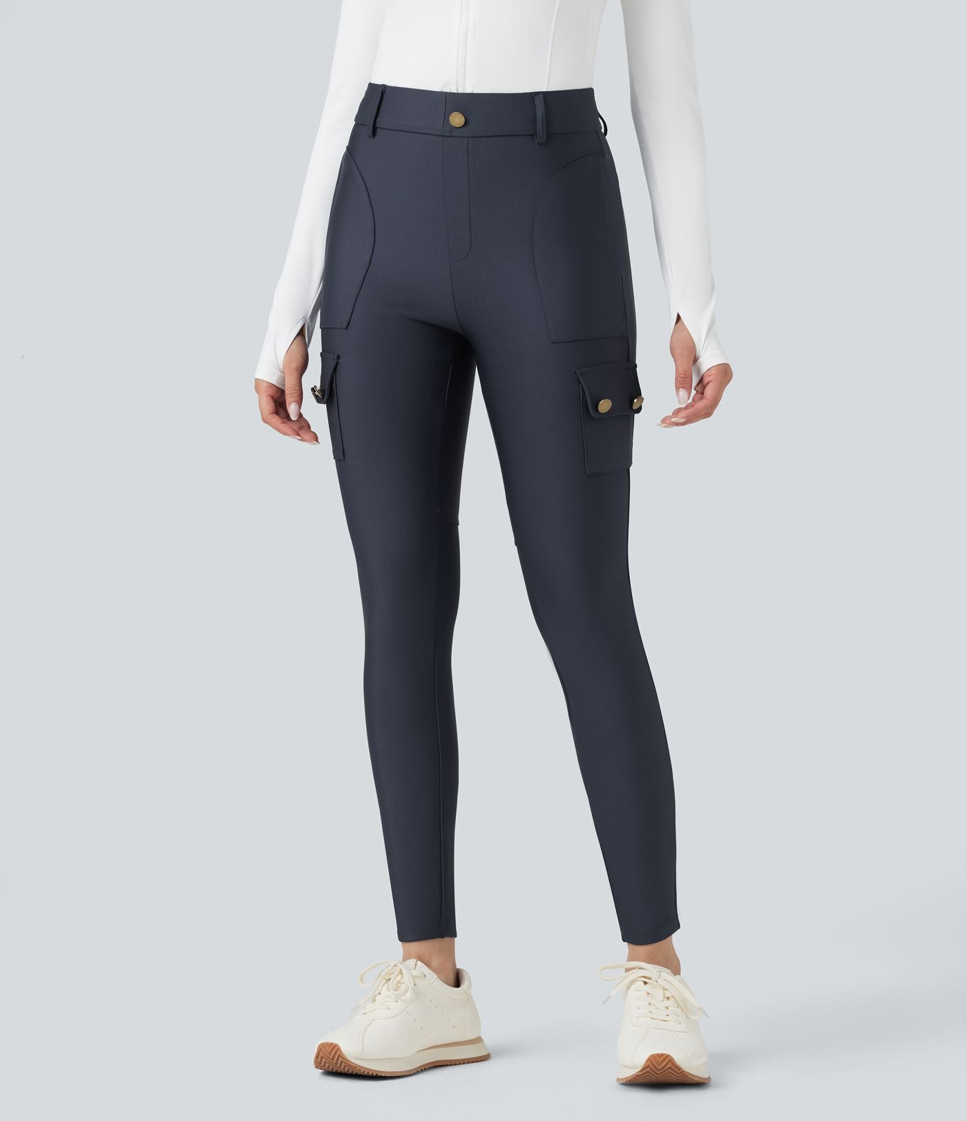 Legging 7/8 brillant taille haute avec poches