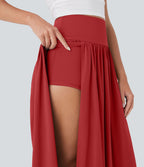 Jupe maxi fluide 2-en-1 gainante taille haute à séchage rapide Breezeful™