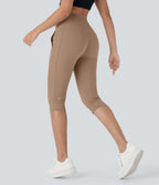 Pantalon corsaire jogging de yoga Softlyzero™ moelleux, taille haute à cordon avec poches latérales