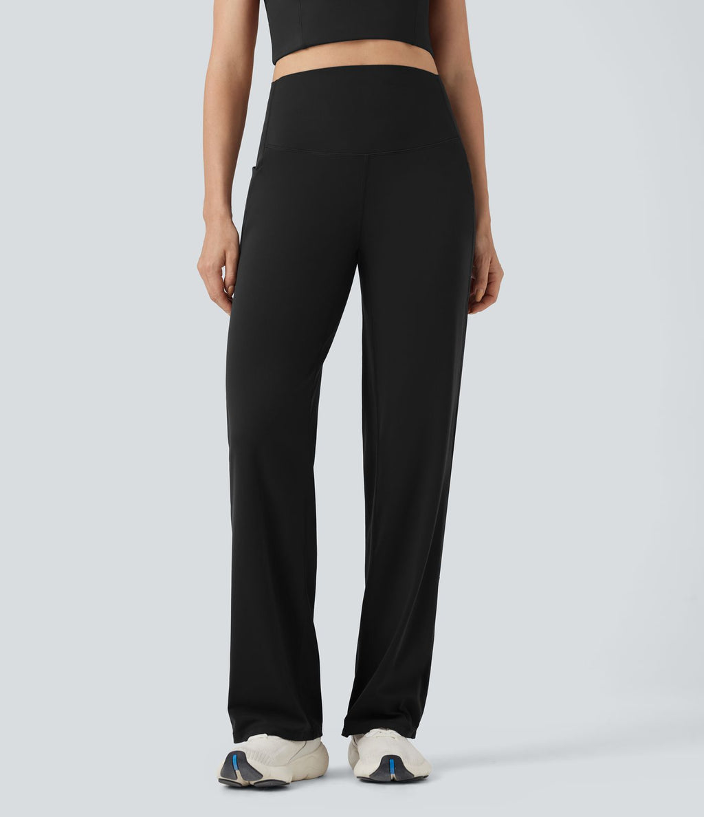 Pantalon de yoga droit gainant taille haute avec poches Halara UltraSculpt™