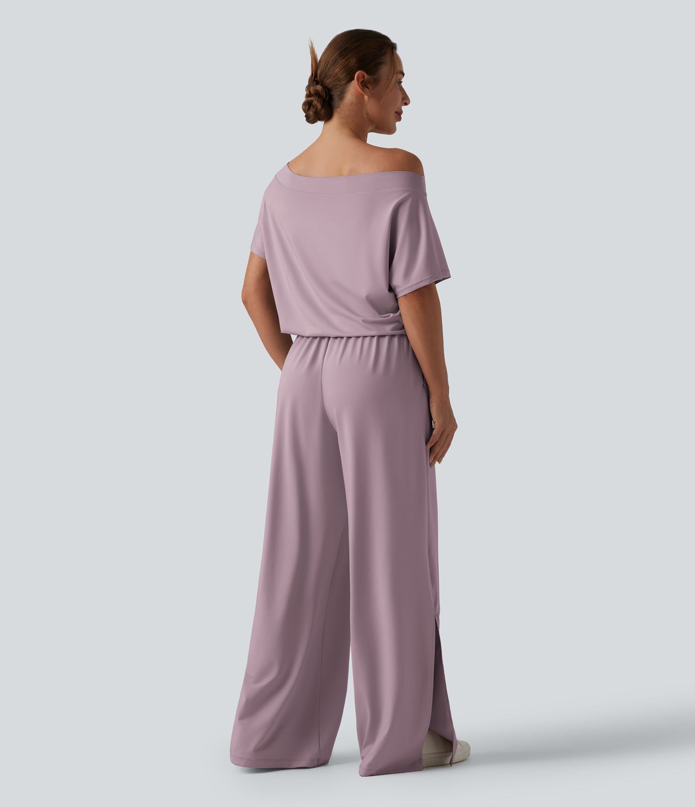 Combinaison casual asymétrique manches courtes avec poches et fente - Easy Peasy