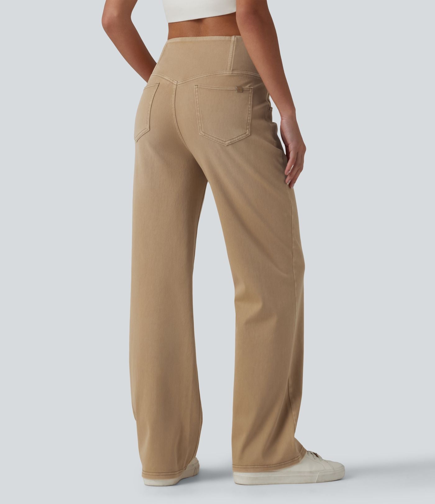Halara Flex™ Jean large coloré taille haute croisée avec poches