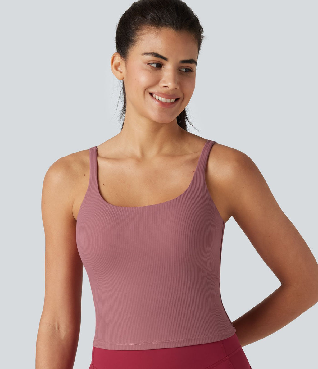 Débardeur de danse dos nu col U avec soutien-gorge intégré