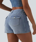 Short tailleur Halara Flex™ denim casual taille mi-haute 7,5 cm avec poches