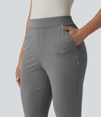 Pantalon de golf fuselé taille haute avec poches