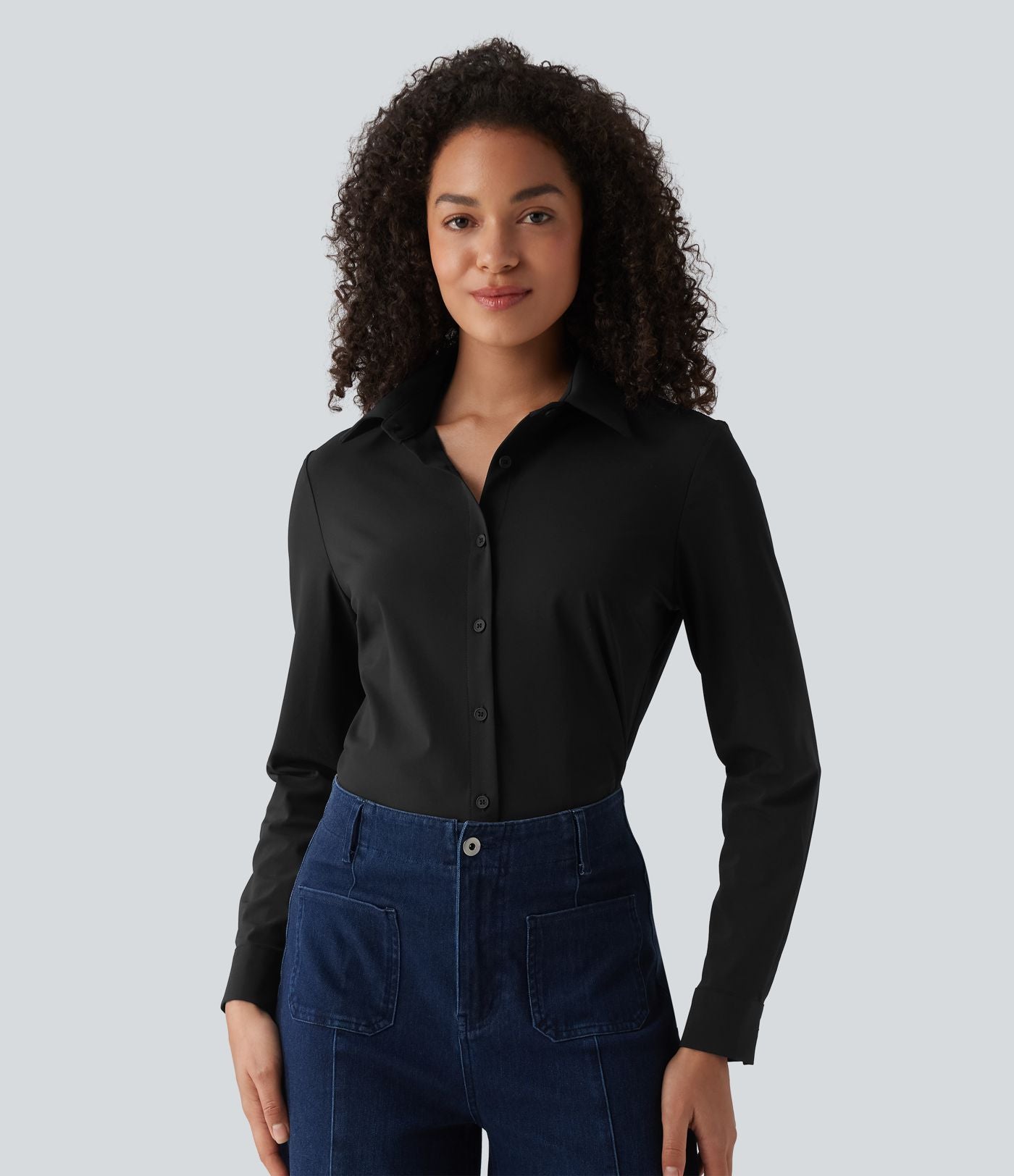 Chemise de travail infroissable à séchage rapide col manches longues