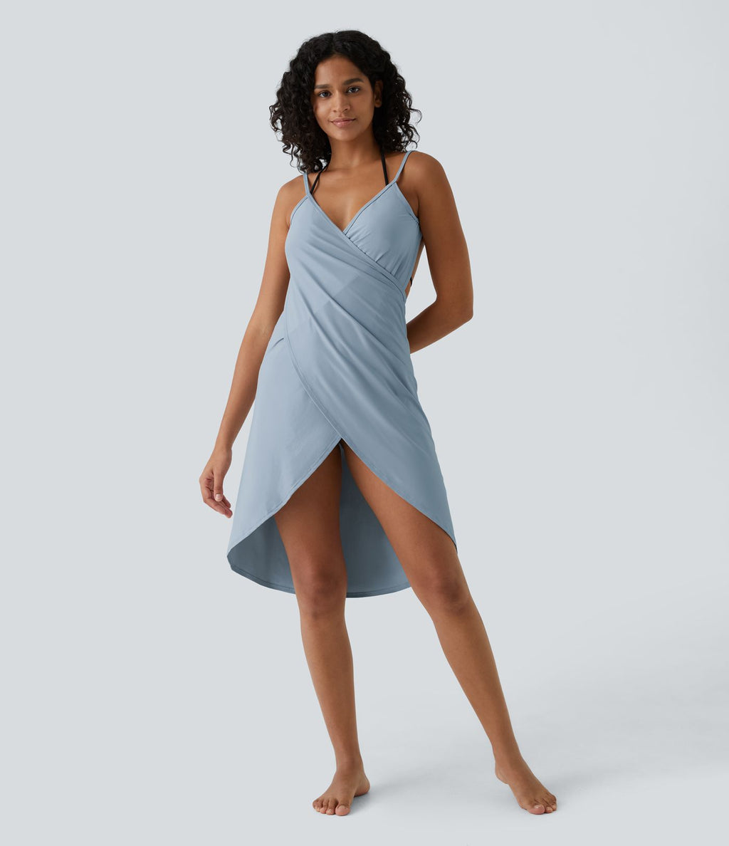 Robe de Plage Fines bretelles croisée dos nu effet portefeuille effet frais InstantCool