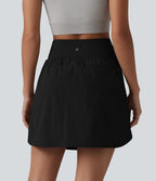 Jupe-short mini 2-en-1 taille haute ourlet arrondi avec poches pour la randonnée