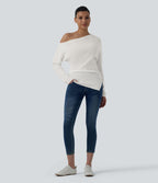 Pull casual une épaule manches longues