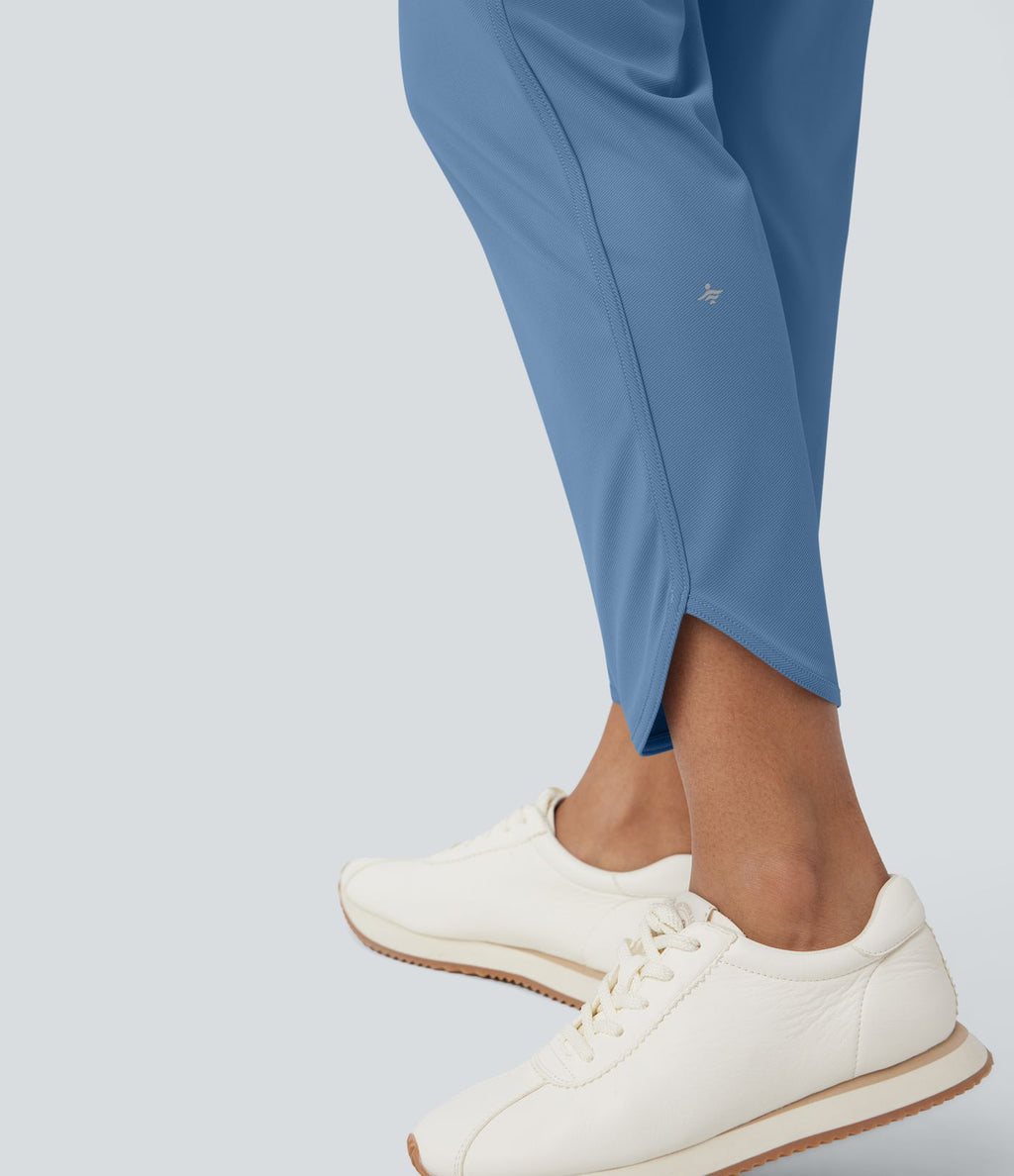 Pantalon de golf fuselé, taille mi-haute, cordon, ourlet courbé, séchage rapide, avec poches—UPF40+