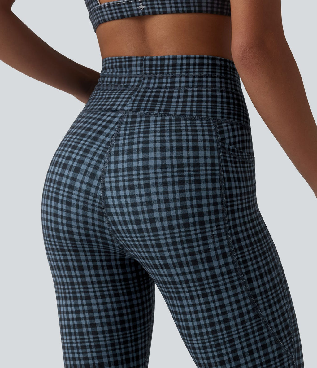 Legging de yoga Halara UltraSculpt™ taille haute avec cordon de serrage imprimé carreaux avec poches