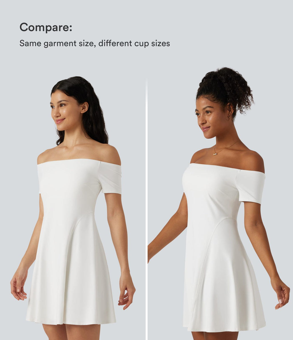 Robe mini SoftlyZero™ Plush épaules dénudées à manches courtes, maintien intégré, bonnets B à E