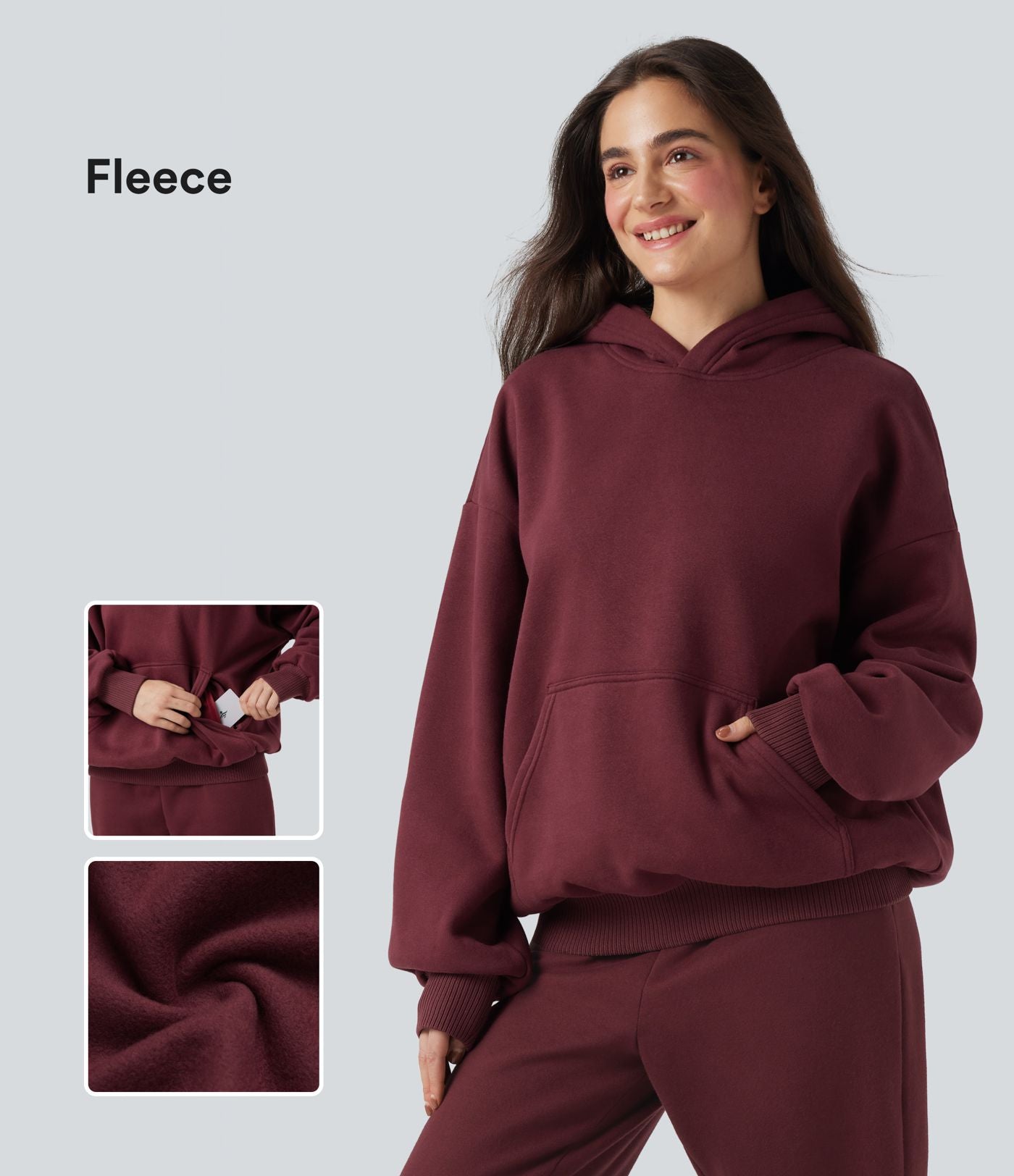 Sweat à capuche en coton molleton manches longues avec poches